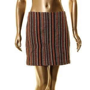 LUSH Striped Mini Skirt Embroidered Orange Black White Women Size Small.